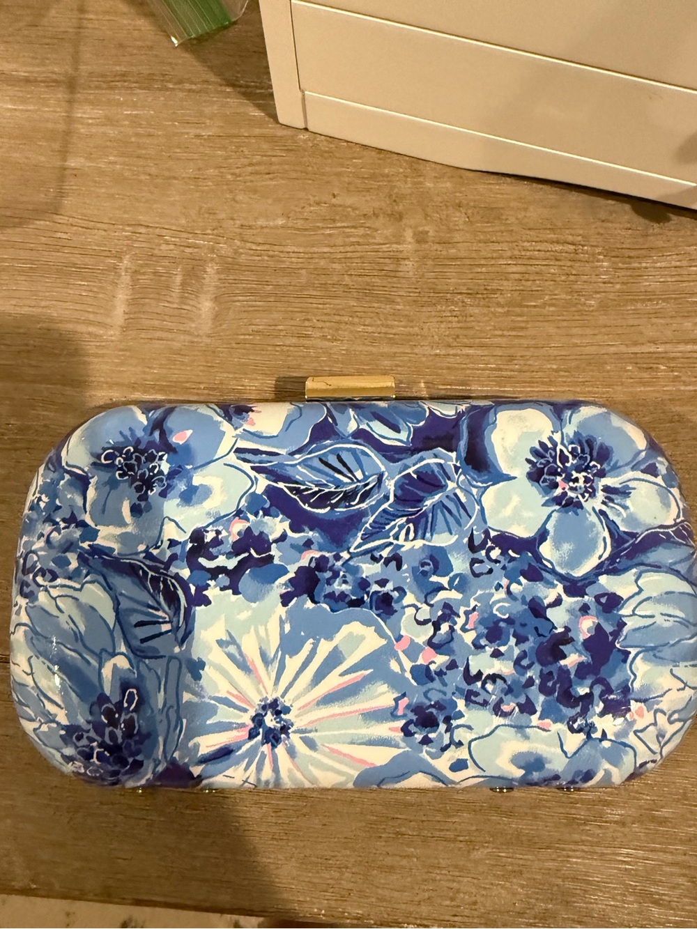 Lilly Pulitzer Blue Floral Print Clutch Bag - Women's Evening Bag